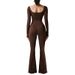 3-Color Seamless Yoga Jumpsuit – High-Waisted Bootcut Leggings For Women (Coffee/Black/Gray, S-L) – Butt-Lifting & Breathable_ecoleips.com
