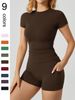 Women's Clothing Tight Top Peach Hip Shorts Pocket Set 2 Piece Set_ecoleips.com