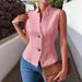 Women's Clothing Women's Clothing New Commuter V Neck Button Sleeveless Vest Vest Jacket Tops For Women_ecoleips.com