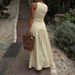 Women's Clothing Elegant Round Neck Sleeveless Dress – Lightweight Summer Dress For Women In Soft Apricot"_ecoleips.com