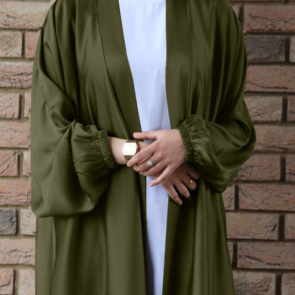 Women's Clothing Loriya Casual Cardigan Dress For Women Plus Size With Drawstring Sleeves Muslim Fashion Modest Abaya Dress_ecoleips.com
