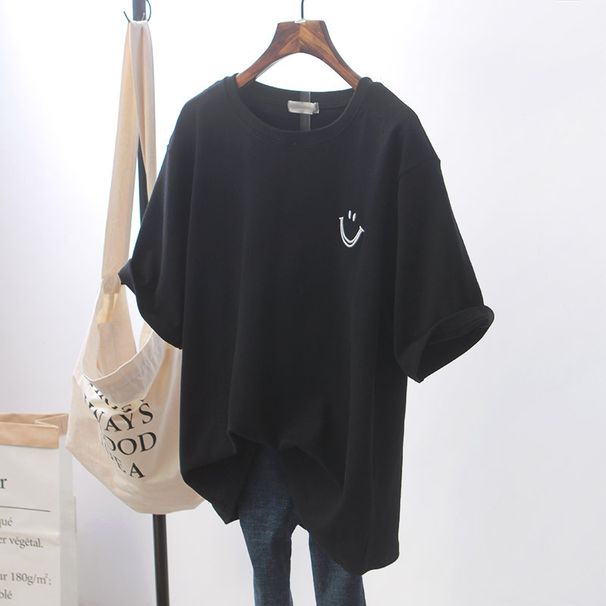 Women's Loose White Short-Sleeved T-Shirt Korean Style Printed Casual Summer Fashion Top For Teens And Adults_ecoleips.com