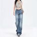 American Style Cracked Low Waisted Slightly Flared Jeans For Women In Summer, Thin Design, Slim And Floor Hugging_ecoleips.com
