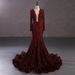 Women's Clothing Temperament Party V Neck Sequin Banquet Hip Wrapped Fishtail Trailing Evening Dress Royal Blue Dress_ecoleips.com
