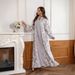 Verve ZD031 Saudi Muslim Women's Clothing Kaftan Flower Print Beaded Arab Dress Abaya_ecoleips.com