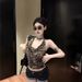 American-style Leopard Print Halter Neck Camisole For Women, Summer Thai-style Sexy Low-cut Tube Top_ecoleips.com