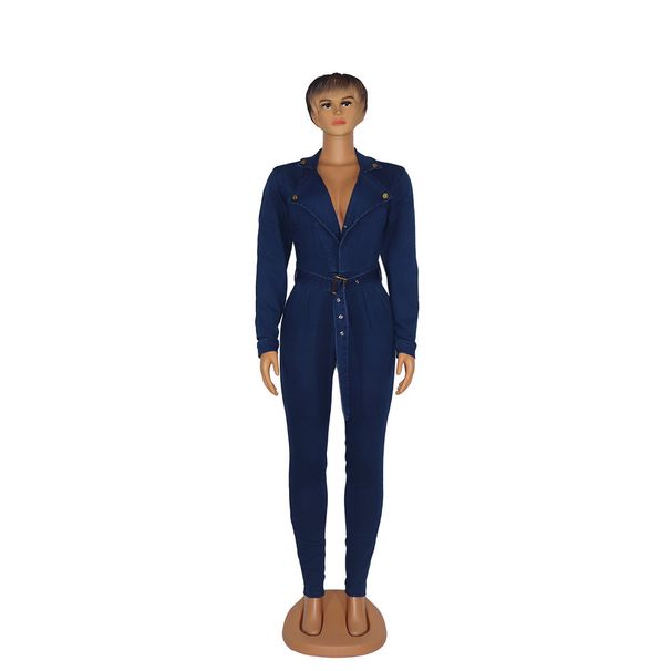 High-Waisted Denim Jumpsuit – Slim Fit Sexy Romper For Women (M-Xxl) All-Season Wear Versatile Style_ecoleips.com