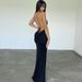 2026 Sexy Backless Halter-Neck Strappy Maxi Dress Women's Fitted Elegant Birthday Party Dress_ecoleips.com