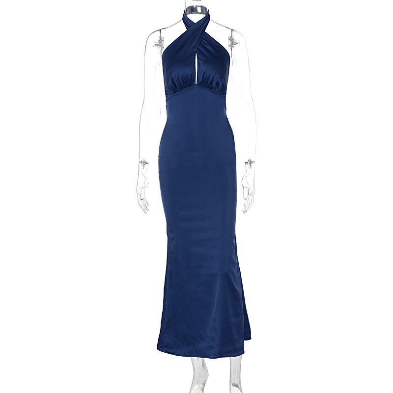 New Arrival Fashion Elegant Backless Sleeveless Dress Women High Temperament Summer Party Evening Dress_ecoleips.com