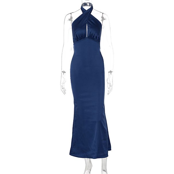 New Arrival Fashion Elegant Backless Sleeveless Dress Women High Temperament Summer Party Evening Dress_ecoleips.com