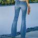 Women's Clothing Spring And Summer Trousers Slim Fit Multi Button Bootcut Trousers Washed Women's Jeans_ecoleips.com