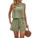 Women's Clothing Fashion Suit Temperament Sleeveless Top Shorts Pants Two Piece Suit_ecoleips.com