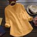 2026 European And American Foreign Trade Women's Tops, New Cotton-linen Solid Color Long-sleeve Plus-size Casual Loose_ecoleips.com
