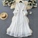 Cross-border French Retro Elegant Dress For Women 2025 New Style High-end Stand-up Collar Single-breasted Waist-cinching_ecoleips.com
