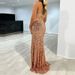 Elegant Shiny Sequins Slim Suspender Dress Sexy V-neck Split Sleeveless Cocktail Dress Women Fashion Backless Hollow Long Dress_ecoleips.com