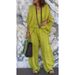 Women's Clothing Casual V Neck Loose Pocket Sleeve Cotton And Linen Suit_ecoleips.com