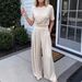 Women's Summer Two-Piece Set Short-Sleeved Loose round Neck T-Shirt And Wide Leg Pants Casual Comfortable Outfit_ecoleips.com