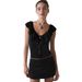 Cross-border Spring-summer Unique Beautiful V-neck Tie-back Tank For Women, Ruffled Sleeveless Sweet And Spicy Style_ecoleips.com