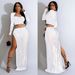 Women's Clothing Fashion Women's Solid Color Mesh Hot Diamond Long Sleeved Long Skirt Two Piece Set_ecoleips.com