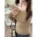 Women's Autumn Spice Girl Tight Shoulder Shoulder Top High-Grade Long-Sleeved T-Shirt_ecoleips.com
