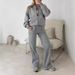 Women's Clothing New Fashion Casual Suit Solid Color Long Sleeved Sweatshirt Zipper Trousers Two Piece Suit_ecoleips.com