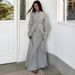 Women's Long Sleeve Fold Button Zen Style Linen Long Coat Autumn New Cross Border European American Foreign Trade Straight Long Skirt_ecoleips.com