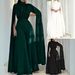 Elegant High-Neck Flowy Wide-Leg Jumpsuit With Flared Sleeves – Chiffon Wide-Leg Palazzo Pants For Women, Black / Dark Green / White, S-Xxl_ecoleips.com