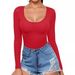 2024 Women's Low Round Neck Long Sleeve Sexy Slim Fit T-Shirt Waist-Cinching Top European And American Style_ecoleips.com