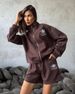 Women's Clothing Sports Casual Suits Zipper High Collar Embroidered Long Sleeved Sweater Shorts Two Piece Suit_ecoleips.com