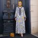 Women's Long Robe Fashion Printed V Neck Elegant New Dress Muslim Clothing Positioning_ecoleips.com