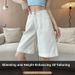 White Denim Shorts for Women High Waisted Slimming A-Line Straight Leg Five Point mid Length Summer 2026 Thin_ecoleips.com