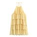 Women's Clothing Layered Trim Halter Neck Dress Fashion Resort Style Summer New_ecoleips.com