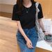 Solid Women Short Sleeve T Shirt Cotton O Neck Loose Black White Basic Thin Tops Fashion Harajuku Casual Outer Wear T-Shirts_ecoleips.com