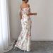 Off-Shoulder Embroidered Maxi Dress – Elegant High Waist Evening Gown (Short Sleeve, S-XL, White, Formal/Cocktail, Polyester Knit)_ecoleips.com