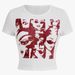 American Retro Y2K Millennium Style Sports Car Print Short-sleeve Crop Top For Women, Slim Fit, Off-the-shoulder, Trendy_ecoleips.com