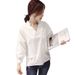 Women's Plus-Size White Shirt With V-Neck Design, Korean-Style Loose-Fitting Casual Tee For Spring/Summer Fashion_ecoleips.com