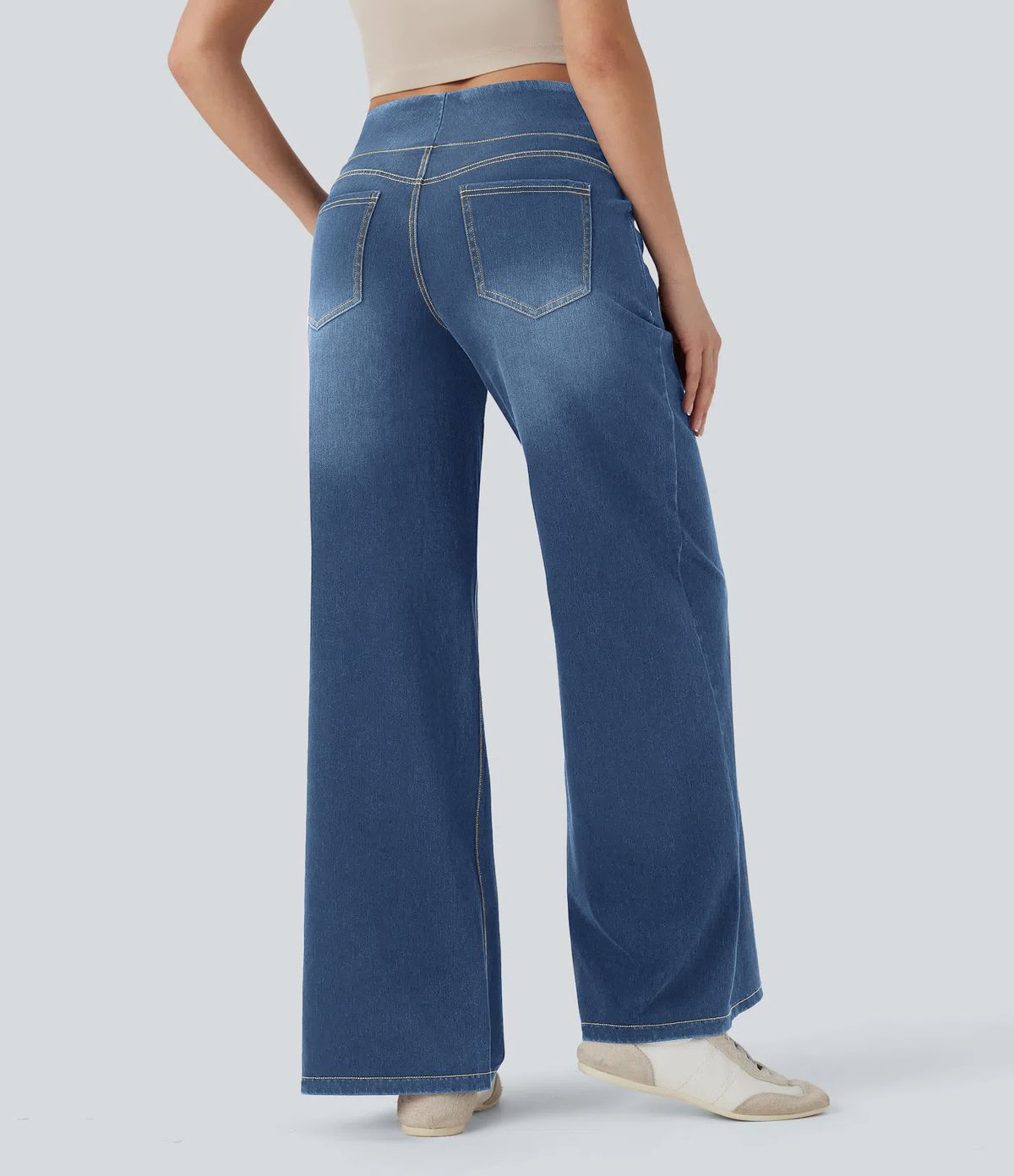 Women's Clothing High-Waisted Women's Stretch Jeans Loose Fit Wide Leg Slim Long Pants Spring/Summer Fashion For Formal & Casual For Women_ecoleips.com