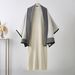 Fashionable Knitted Set 2025 Early Autumn Style Elegant Cape Block Large Shawl Solid Color Dress For Women_ecoleips.com