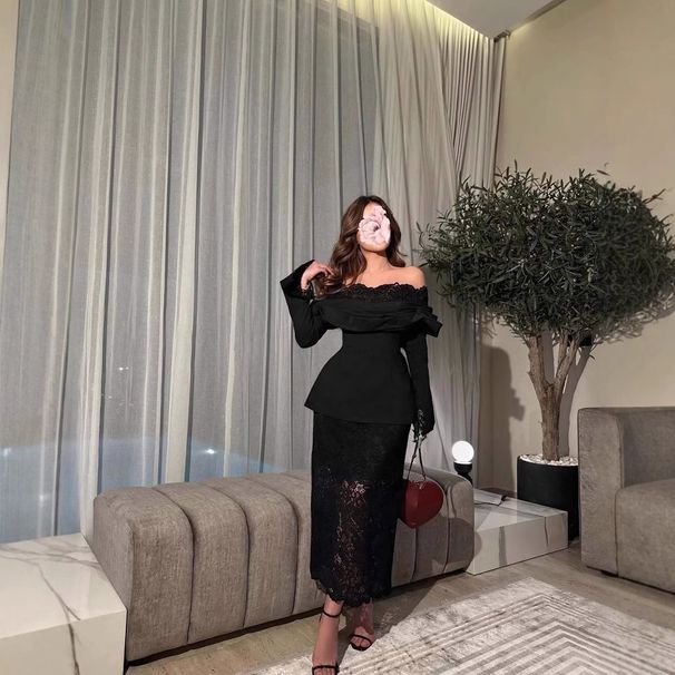Women's Sexy Hip Wrapped One Shoulder Lace Evening Dress Fashionable Party Wear Clothing_ecoleips.com