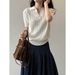 Yanshuang Cable Knit Polo Shirt Sleeve T-Shirt For Women Autumn Regular Shoulder V-Neck Slim Fit Short Top P518_ecoleips.com