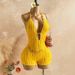 Women's Hollow Back One-Piece Swimsuit - Sexy Deep V Neck Crinkle Texture Monokini With Halter Neck For Beach Vacation_ecoleips.com