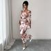 Women's Elegant Tie Dye Print Mesh Design Dress FashionableStyle Foreign Trade_ecoleips.com
