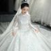 French-Style Long Sleeve Wedding Dress – Elegant Starry Sky Court Gown With Dreamy Silhouette_ecoleips.com