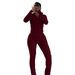 Women's Ribbed Striped Sweatshirt & Pants Set - Urban Sporty Outfit For Autumn & Winter, Fashionable Casual Loungewear_ecoleips.com