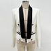 Women's Clothing Fashion Color Matching Contrast Fashionable Contrast Color Notched Lapel Short Blazer Slim Fit Office Wear & Casual Chic Jacket_ecoleips.com
