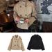 Women’s Clothing New Retro Lapel Design Double Breasted Loose Versatile Long Sleeved Short Windbreaker Jacket_ecoleips.com
