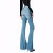 Retro High-Waisted Flared Jeans for Women Versatile All-Season Colors Four-Way Stretch Slim Fit Hip Lifting Spring Style Size 26_ecoleips.com