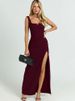 Mozision Square Collar High Split Sexy Maxi Dress Women Elegant Sleeveless Backless Ruched Evening Club Party Long Dress Female_ecoleips.com
