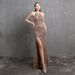 Women's 18522#Heavy craftsmanship colorful beads celebrity party party evening dress sexy long slim toasting dress bride_ecoleips.com