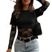 Y2K Lace Patchwork Top For Women Sexy Hot Girl Autumn Clothing Relaxed Everyday Wear Comfortable Feshion_ecoleips.com